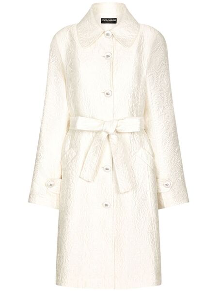  Dolce & Gabbana Single-breasted Brocade Coat - White 