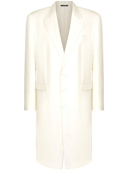  Dolce & Gabbana Single-breasted Silk Coat - White 