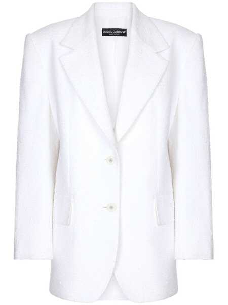  Dolce & Gabbana Single-breasted Tweed Blazer - White 