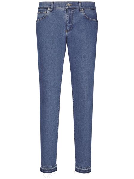  Dolce & Gabbana Slim-cut Logo-patch Jeans - Blue 