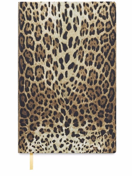  Dolce & Gabbana Small Leopard-print Leather Ruled Notebook - Yellow 