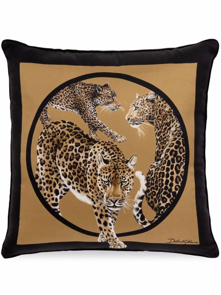  Dolce & Gabbana Small Leopard-print Silk Cushion - Brown 