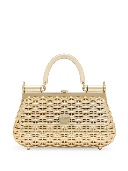  Dolce & Gabbana Small Sicily Interwoven Tote Bag - Gold 