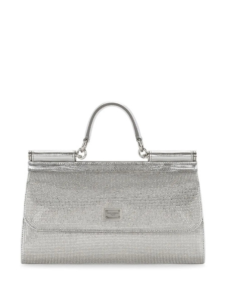  Dolce & Gabbana Small Sicily Rhinestone Top-handle Bag - Silver 