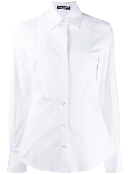  Dolce & Gabbana Stretch-poplin Tuxedo Shirt - White 