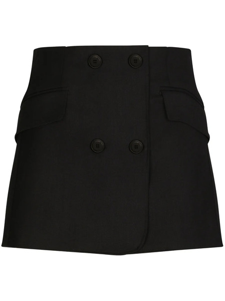  Dolce & Gabbana Stretch Twill Mini Wrap Skirt - Black 