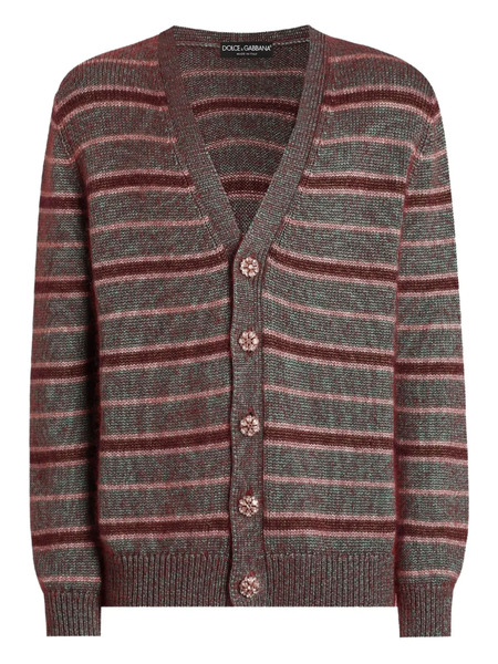  Dolce & Gabbana Striped Button Cardigan - Green 
