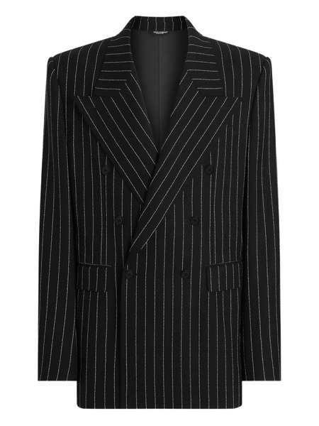 Dolce & Gabbana Striped Double-breasted Blazer - Black 