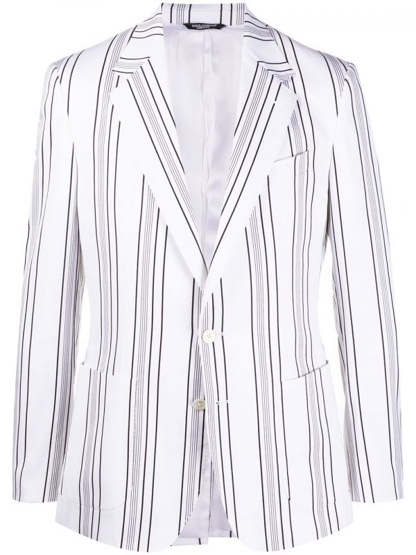 Dolce & Gabbana Striped Pattern Blazer - White 