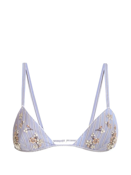  Dolce & Gabbana Striped Poplin Bra With Embroidery - Blue 