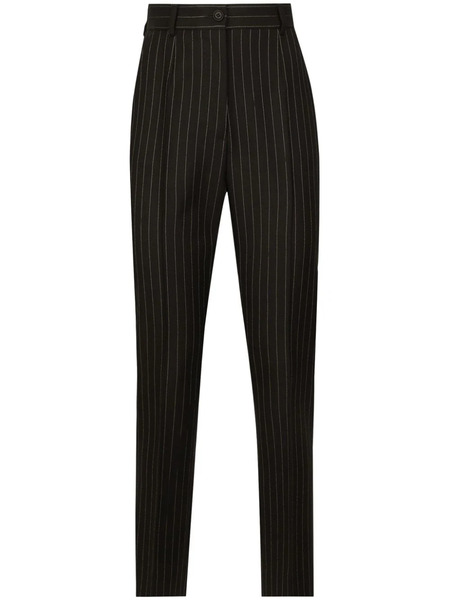  Dolce & Gabbana Tailored Pinstripe Wool Trousers - Black 