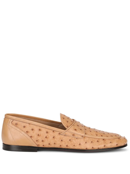  Dolce & Gabbana Textured Leather Loafers - Neutrals 