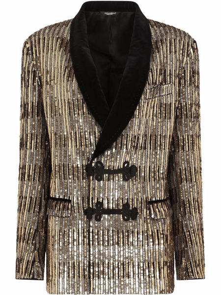  Dolce & Gabbana Toggle-fastening Sequin-embellished Jacket - Neutrals 