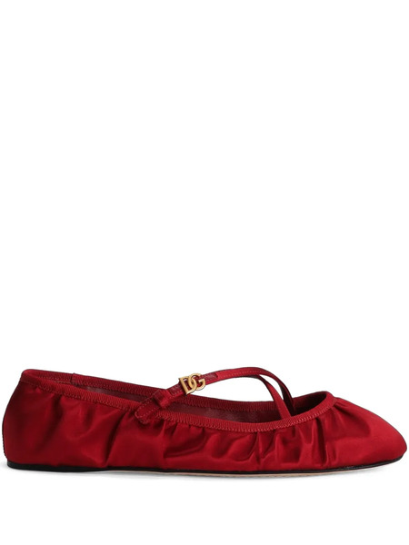  Dolce & Gabbana Velvet Ballet Flats - Red 