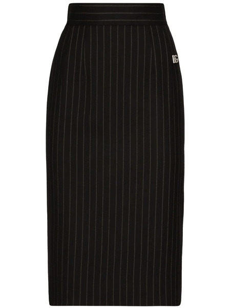  Dolce & Gabbana Virgin Wool-blend Pinstripe Midi Skirt - Black 