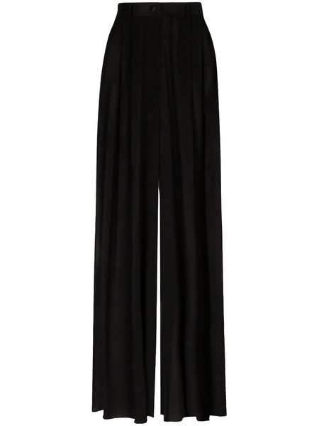  Dolce & Gabbana Wide-leg Stretch-silk Trousers - Black 