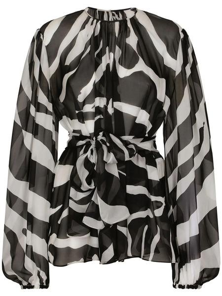  Dolce & Gabbana Zebra-print Chiffon Blouse - Black 