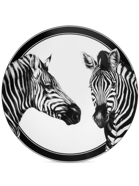  Dolce & Gabbana Zebra-print Porcelain Dinner Plates (set Of 2) - White 