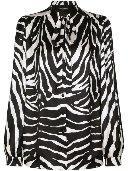  Dolce & Gabbana Zebra-print Satin Shirt - Black 