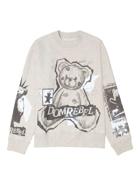  Domrebel High Low Bear-print Sweatshirt - Neutrals 