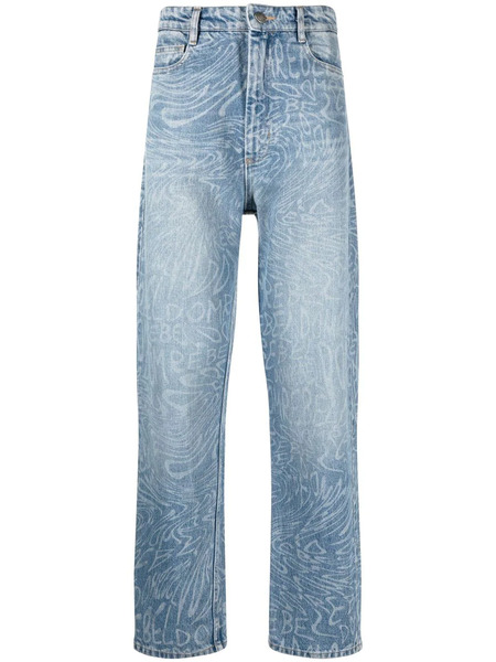  Domrebel Straight-leg Graphic-pint Jeans - Blue 