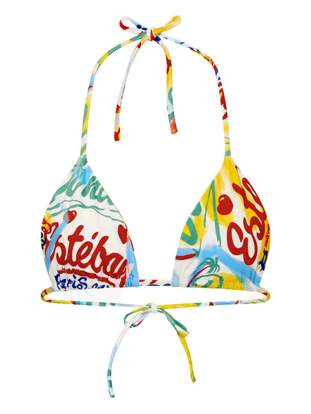  Donde Esteban Bazurto Printed Bikini Top - White 