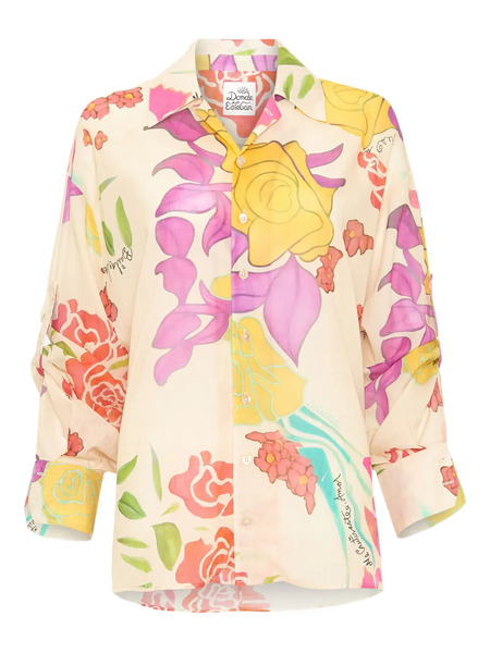  Donde Esteban Floral Cotton Shirt - Neutrals 