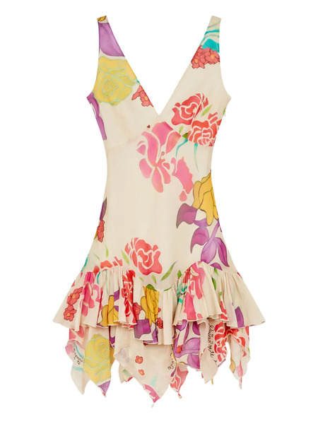  Donde Esteban Floral-print Mini Dress - Neutrals 