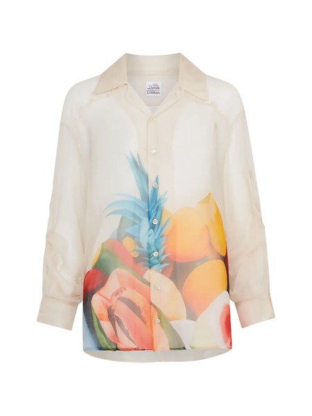  Donde Esteban Printed Chiffon Shirt - White 