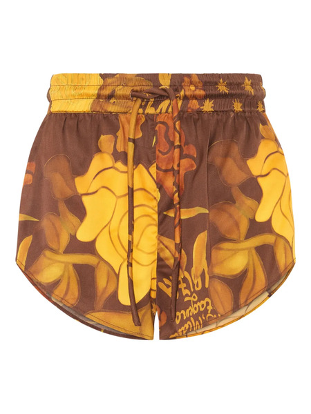  Donde Esteban Veranera Drawstring Floral-print Shorts - Brown 