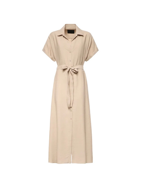  Dondup Gabardine Belted Maxi Dress - Neutrals 