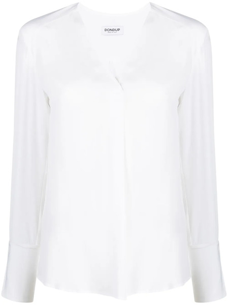  Dondup Logo-plaque V-neck Blouse - White 