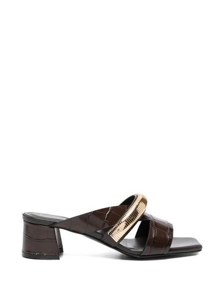  Donnarì Croc-effect Strap Sandals - Brown 