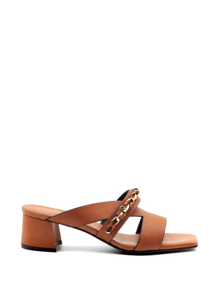  Donnarì Crossed Straps Chain Sandals - Brown 