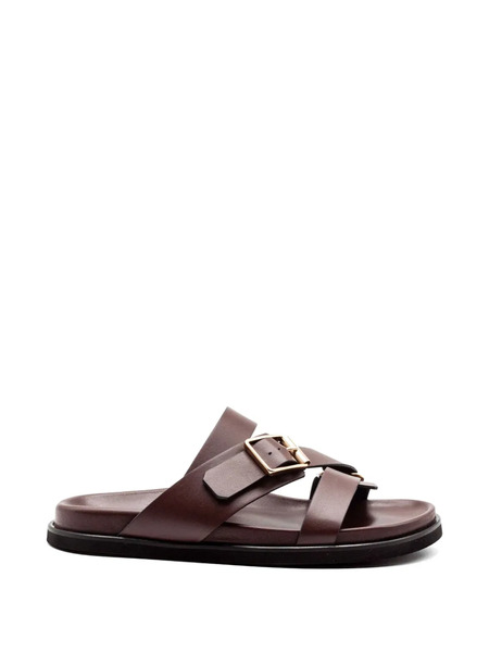  Donnarì Double Strap Buckle Leather Sandals - Brown 
