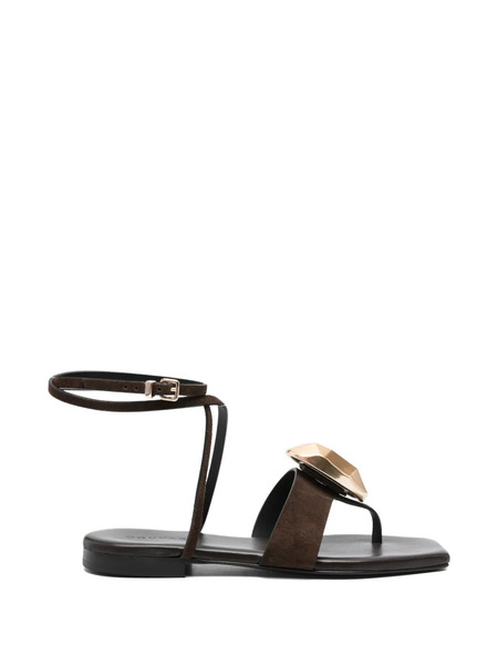  Donnarì Gold-tone-embellishment Ankle-strap Sandals - Brown 