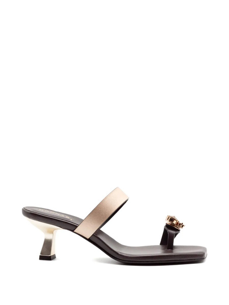  Donnarì Jewel Strap Leather Sandals - Brown 