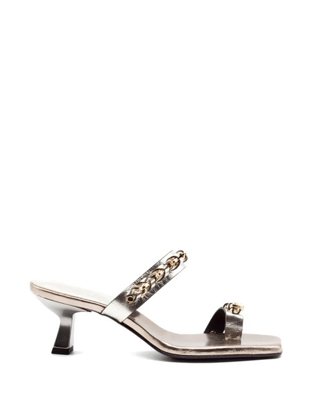  Donnarì Laminated Chain Strap Sandals - White 