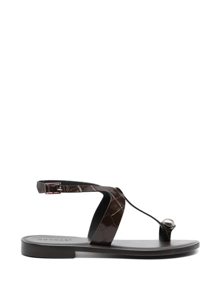  Donnarì Toe-ring T-strap Sandals - Brown 