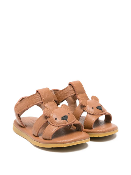  Donsje Appliqué Strap Leather Sandals - Brown 