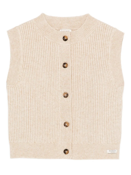 Donsje Ribbed Sleeveless Cardigan - Neutrals 