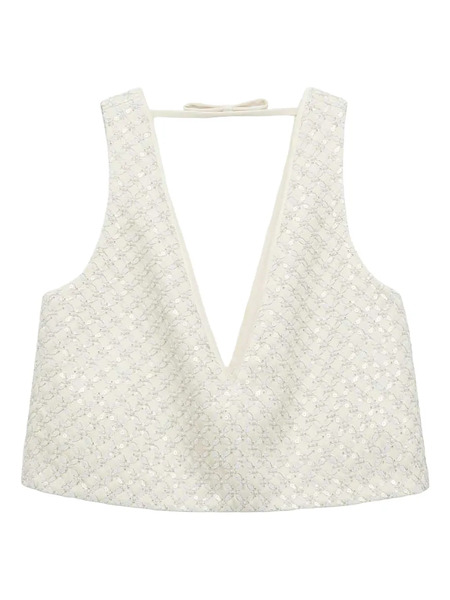  Dorothee Schumacher Textured V-neck Top - Neutrals 