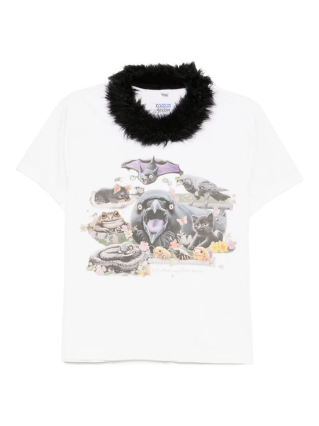  Doublet Furry-collar T-shirt - White 