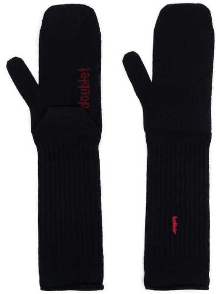  Doublet Logo-embroidered Ribbed-knit Gloves - Blue 