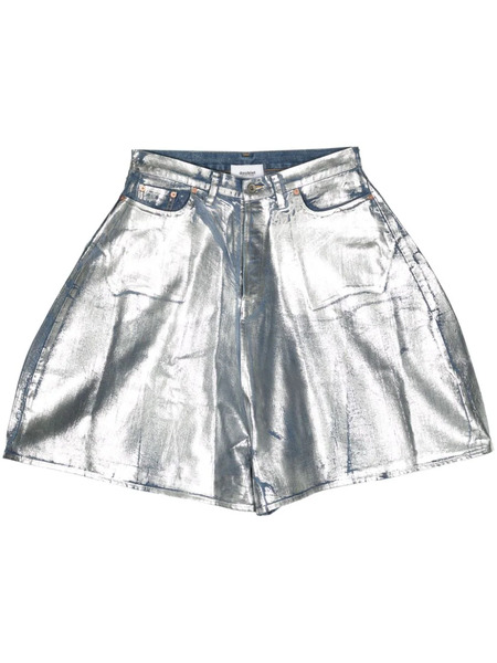  Doublet Metallic-finish Denim Shorts - Silver 