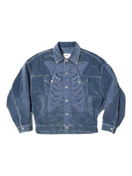  Doublet Skeleton-appliqué Corduroy Jacket - Blue 