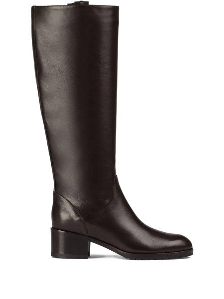  Doucal's Block-heel Leather Boots - Brown 