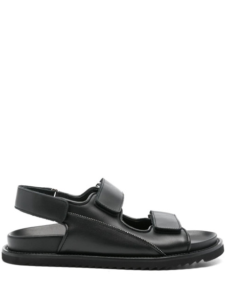  Doucal's Double-strap Leather Sandals - Black 