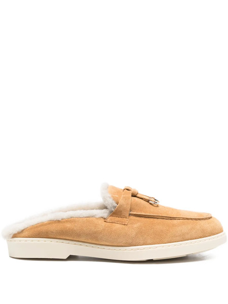  Doucal's Fur-trim Mules - Neutrals 