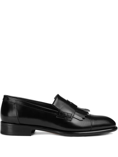  Doucal's Leather Fringe Loafers - Black 